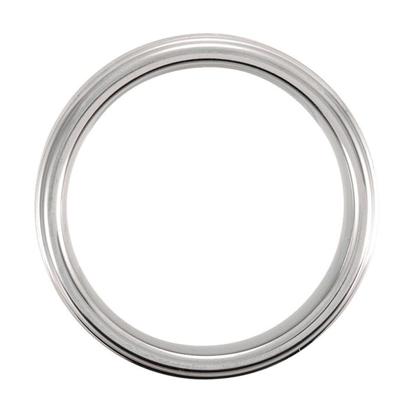 Tungsten 6 mm Stepped-Edge Inlay Comfort-Fit Band Size
