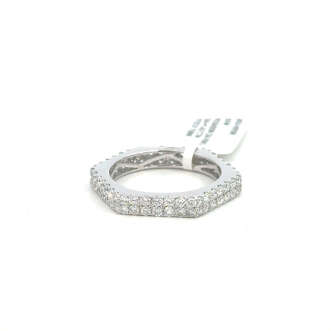 18K White Gold Diamond Eternity Ring – Square-Edge Design
