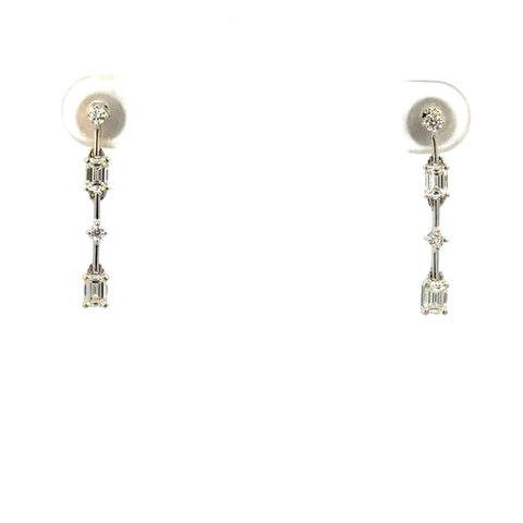 14k White Gold Diamond Drop Earrings