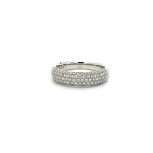 18K White Gold Triple Row Pavé Diamond Band
