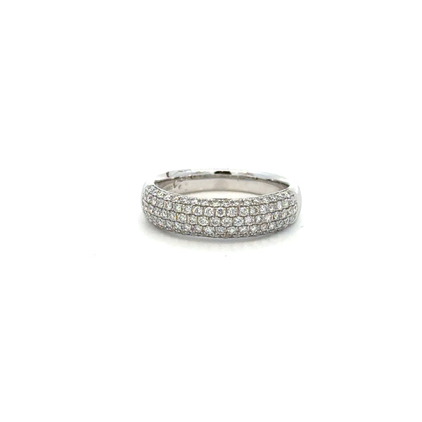 18K White Gold Triple Row Pavé Diamond Band