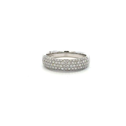 18K White Gold Triple Row Pavé Diamond Band