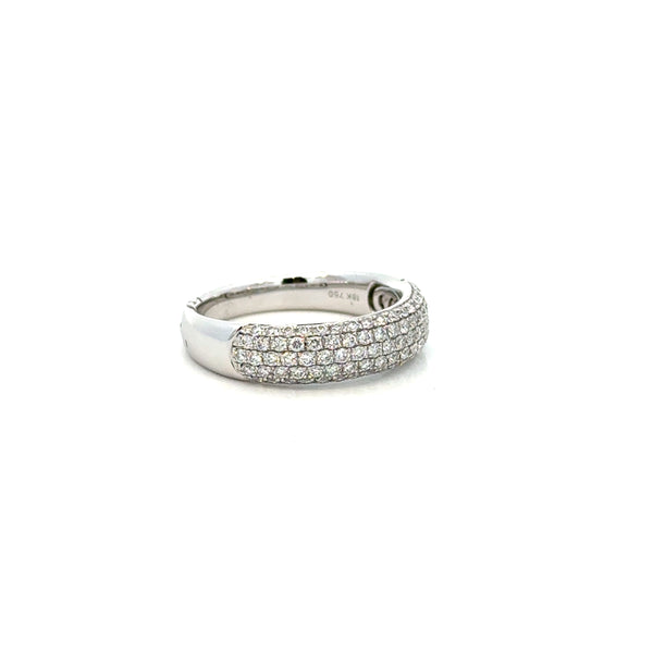 18K White Gold Triple Row Pavé Diamond Band