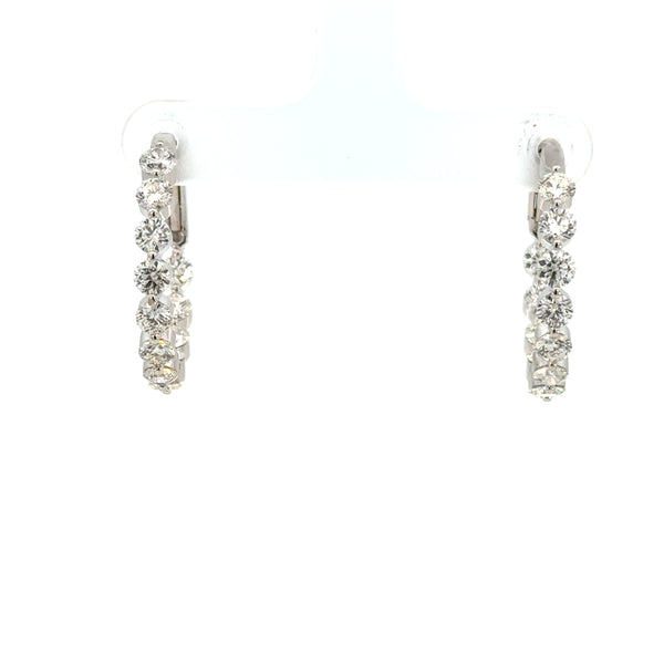 14K White Gold Diamond Hoop Earrings