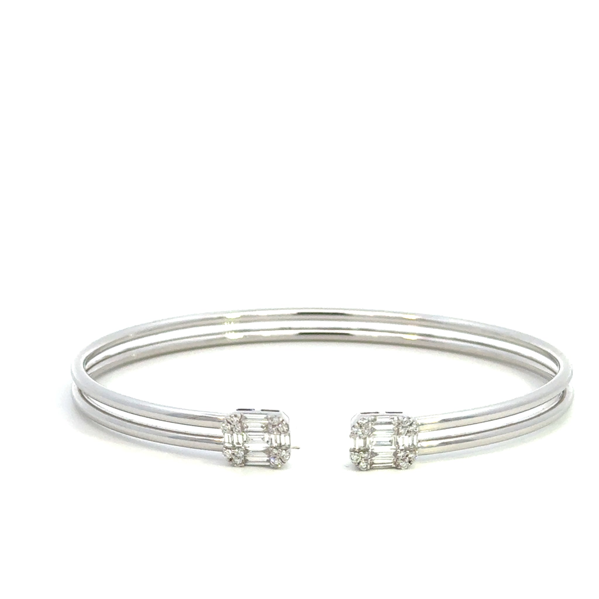 14k White Gold Diamond Baguette Cuff Bracelet