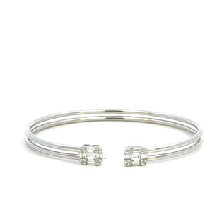 14k White Gold Diamond Baguette Cuff Bracelet