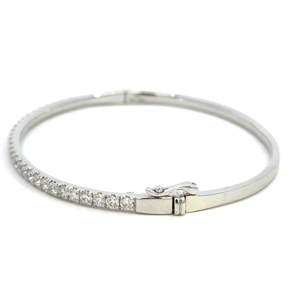 14K White Gold Diamond Line Bangle