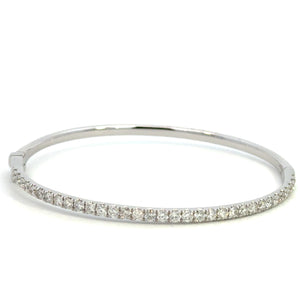 14K White Gold Diamond Line Bangle