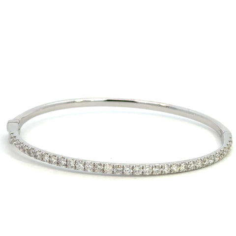 14K White Gold Diamond Line Bangle