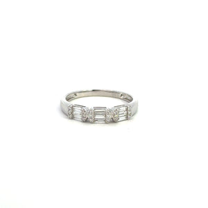14K White Gold Triple Diamond Baguette Ring