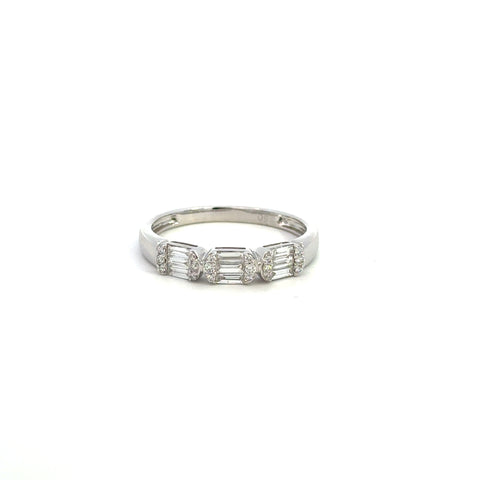 14K White Gold Triple Diamond Baguette Ring