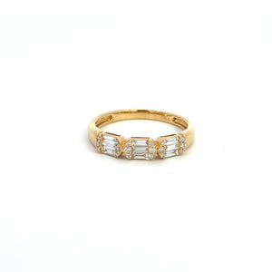 14k Yellow Gold Triple Diamond Baguette Ring