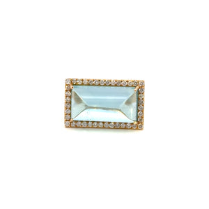 14K Yellow Gold Aquamarine Emerald-Cut Halo Ring