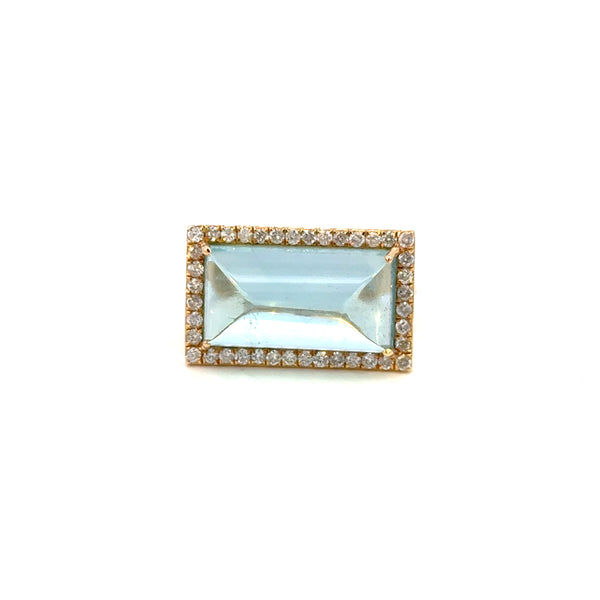 14K Yellow Gold Aquamarine Emerald-Cut Halo Ring