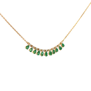 14K Yellow Gold Emerald Fringe Necklace