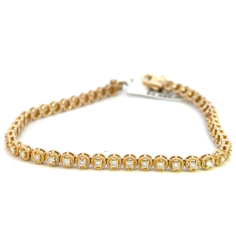 14K Yellow Gold Bezel Round Diamond Tennis Bracelet