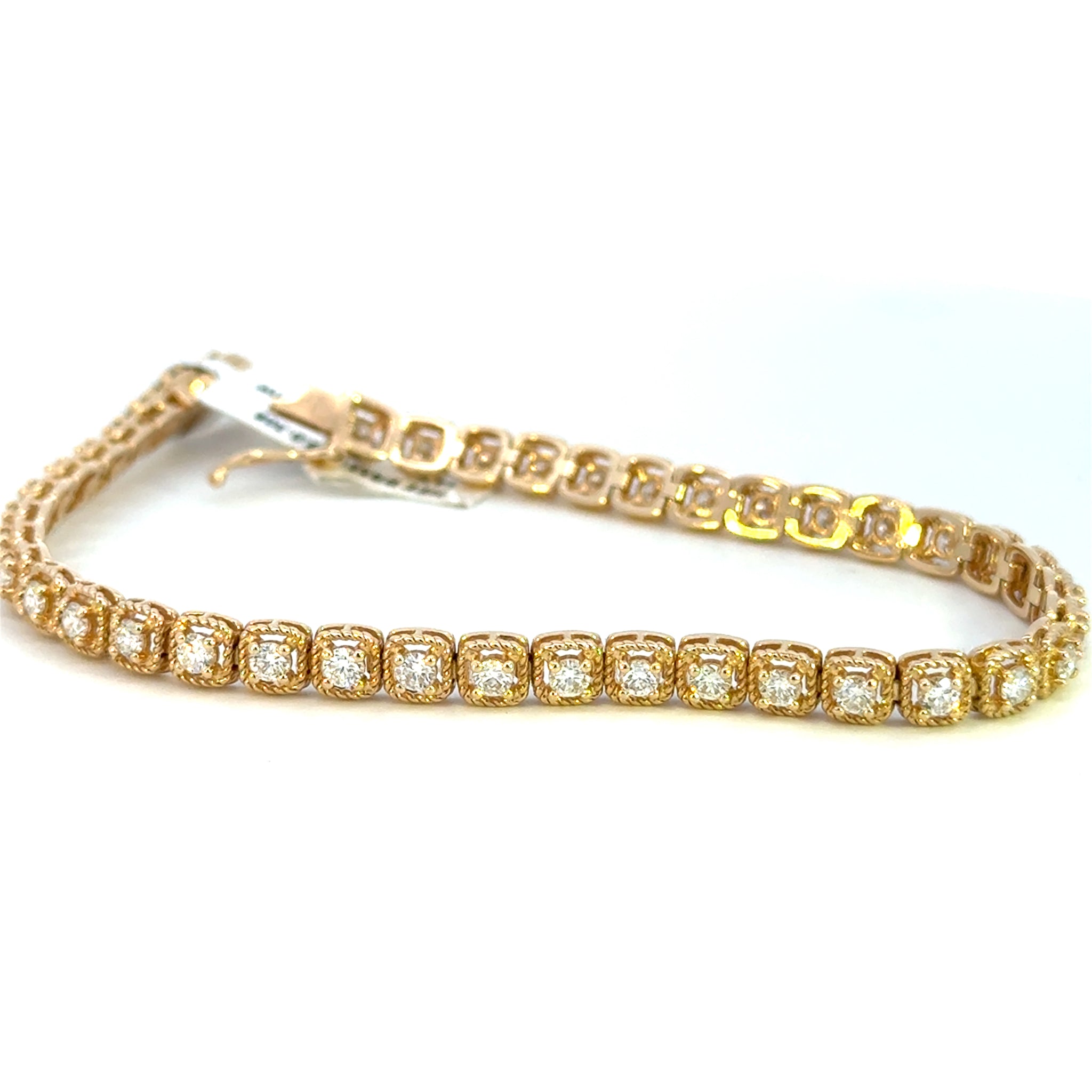 14K Yellow Gold Square Cushion Style Diamond Tennis Bracelet