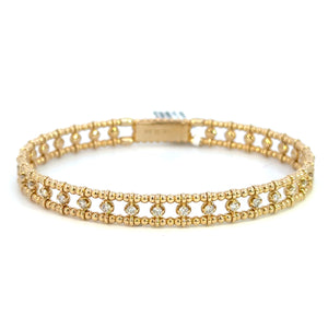 14K Yellow Gold Beaded Diamond Negative Space Bracelet