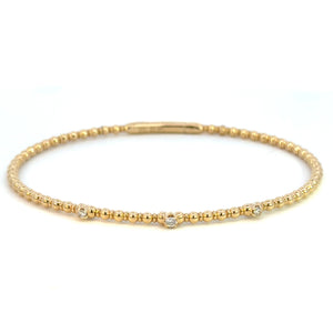 14K Yellow Gold  Beaded Diamond Bangle