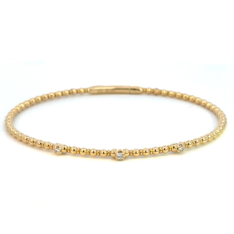 14K Yellow Gold  Beaded Diamond Bangle