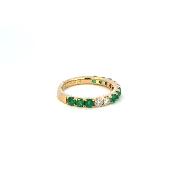 14K Yellow Gold Emerald & Diamond Band