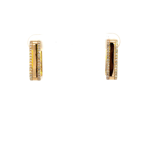 14K Yellow Gold Diamond Hoop Earrings
