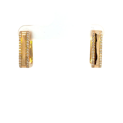 14K Yellow Gold Diamond Hoop Earrings