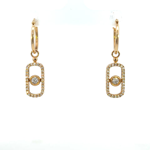 14K Yellow Gold Diamond Drop Earrings