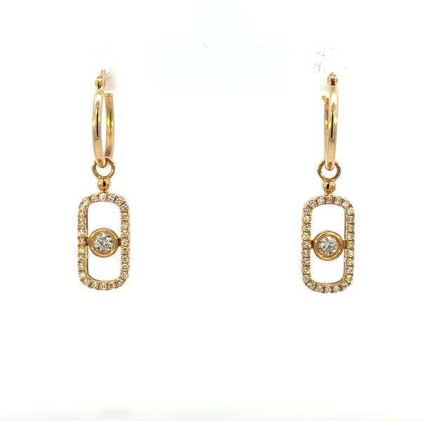 14K Yellow Gold Diamond Drop Earrings