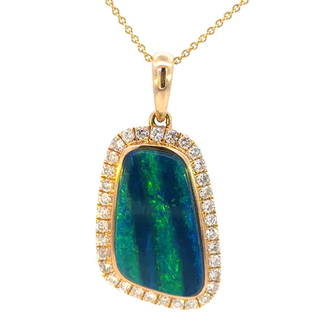 Opal & Diamond Halo Pendant