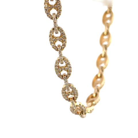 14K Yellow Gold  Diamond Link Bracelet