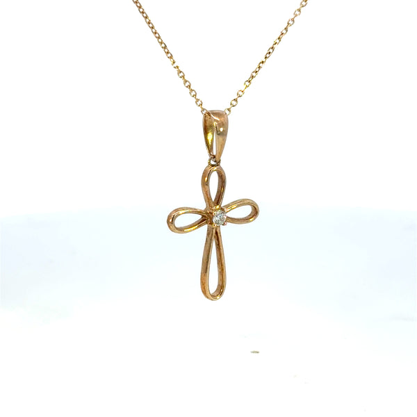 Diamond Cross Pendant with Open Design