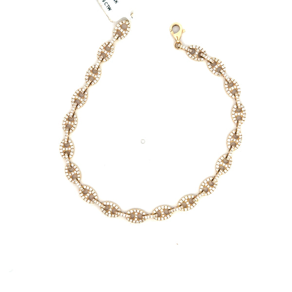 14K Yellow Gold  Diamond Link Bracelet