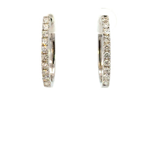 14K White Gold Diamond Hoop Earrings