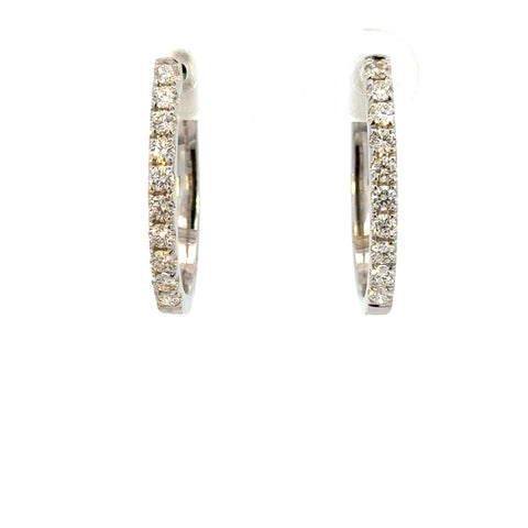 14K White Gold Diamond Hoop Earrings