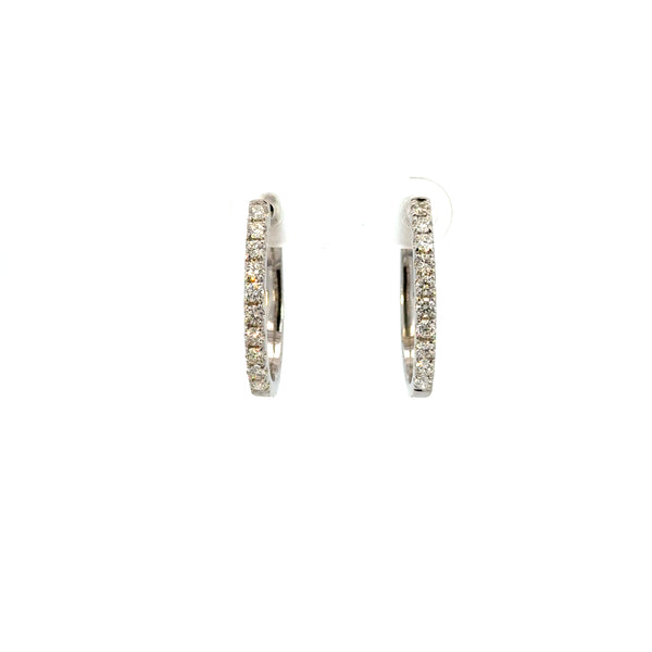 14K White Gold Diamond Hoop Earrings