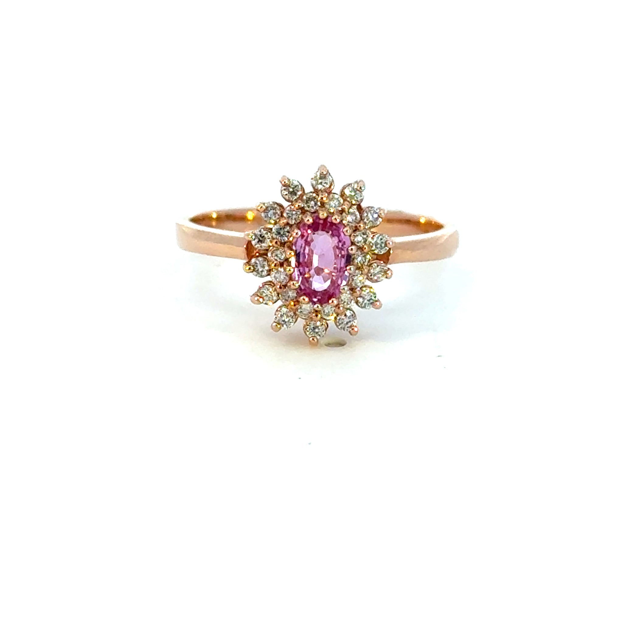 14K Rose Gold Pink Sapphire & Diamond Halo Ring