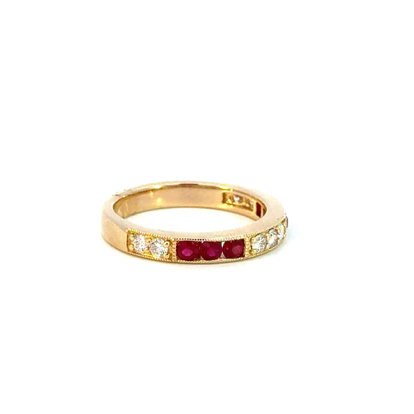 14K Yellow Gold Ruby & Diamond Band