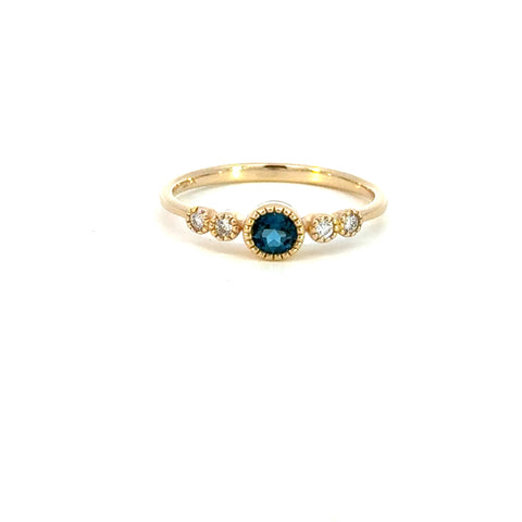 14K Yellow Gold London Blue Topaz & Diamond Accent Ring