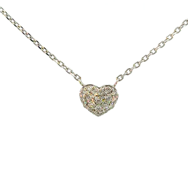 14K White Gold Diamond Heart Pendant Necklace