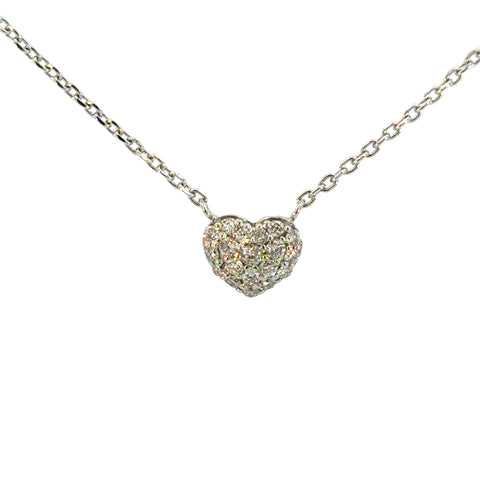 14K White Gold Diamond Heart Pendant Necklace