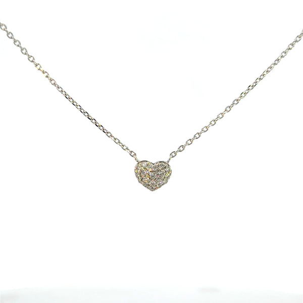 14K White Gold Diamond Heart Pendant Necklace