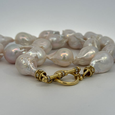 14K Yellow Gold Baroque Pearl Necklace