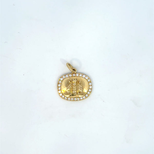 14K Yellow Gold Gold & Diamond Bee Pendant