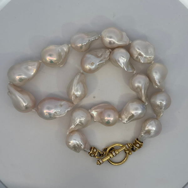 14K Yellow Gold Baroque Pearl Necklace