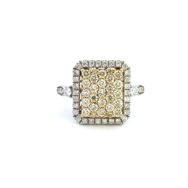 14K White Gold Square Diamond Cluster Ring