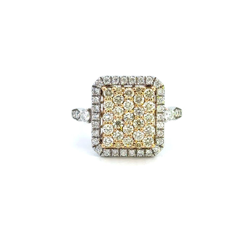 14K White Gold Square Diamond Cluster Ring