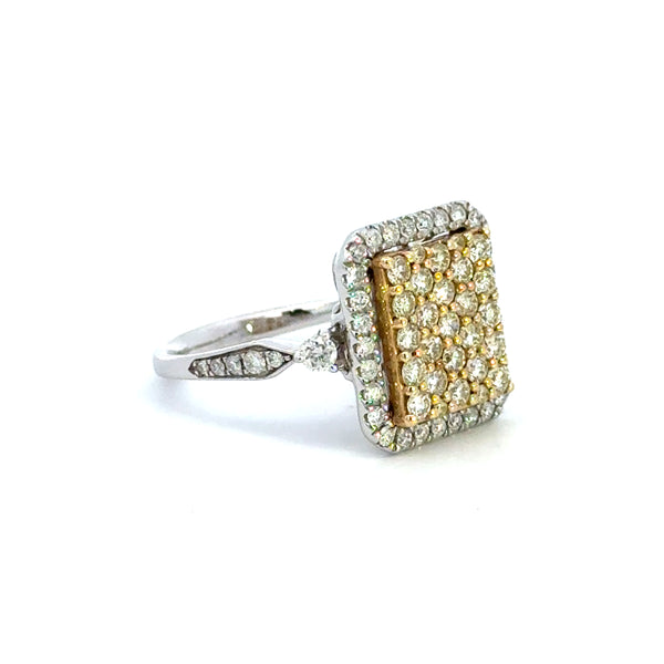 14K White Gold Square Diamond Cluster Ring