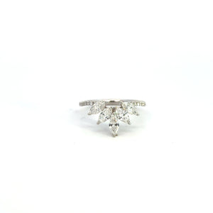 14K White Gold Marquise Diamond Leaf Ring