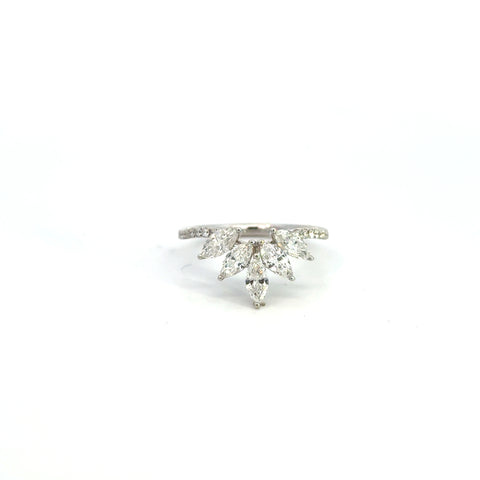 14K White Gold Marquise Diamond Leaf Ring